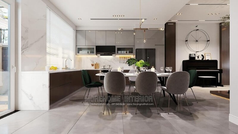 Mẫu tủ bếp gỗ công nghiệp hiện đại sang trọng cho nhà biệt thự Tủ bếp hiện đại