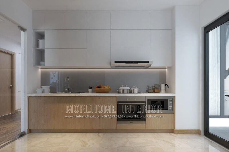 Trang trí nội thất phòng bếp chung cư, nhà phố với mẫu tủ bếp gỗ hiện đại Thiết kế và sản xuất tủ bếp đẹp