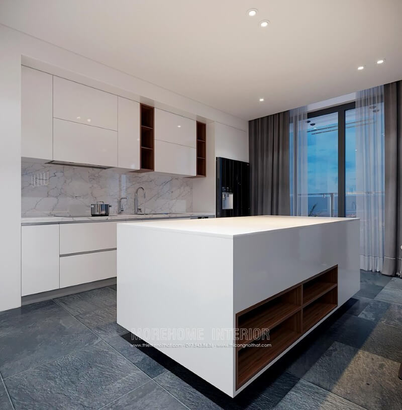 Ấn tượng và lạ mắt với mẫu thiết kế nội thất phòng bếp chung cư sang trọng Thiết kế phòng bếp, tủ bếp đẹp