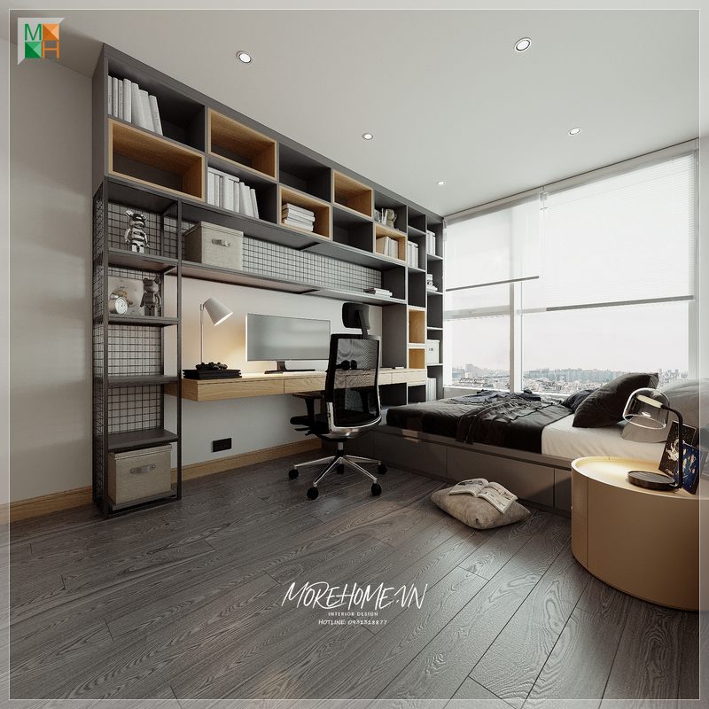 Mẫu giường ngủ nhỏ gọn có ngăn kéo bằng gỗ công nghiệp cho phòng ngủ chung cư, nhà phố, biệt thự phong cách hiện đại