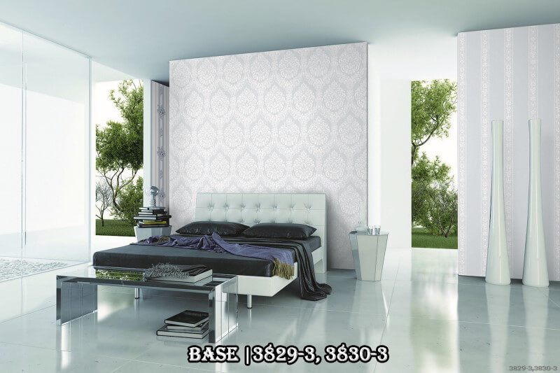 Mẫu giấy dán tường tân cổ điển được kết hợp hài hòa với nội thất hiện đại.